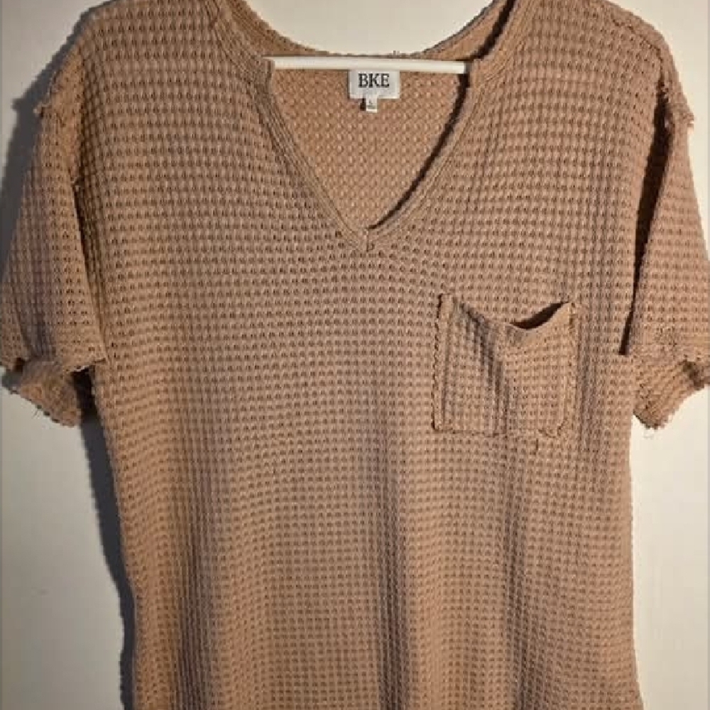 BKE Women's Short Sleeve Tan Knit Tee